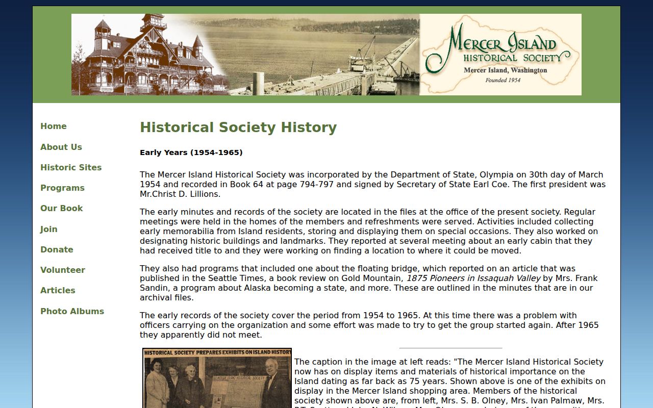 Mercer Island city directory sources at the Historical Society